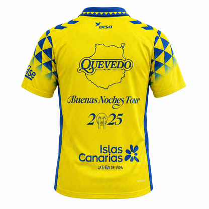 Camiseta UD Las Palmas Quevedo «BUENAS NOCHES» - parte trasera amarilla