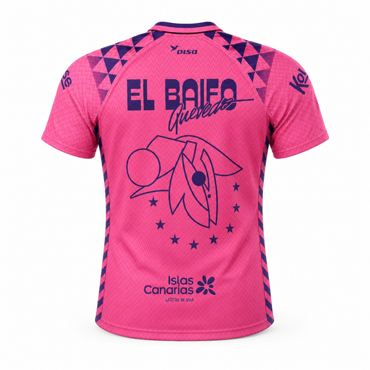 Camiseta UD Las Palmas Quevedo «EL BAIFO» ROSA - parte trasera